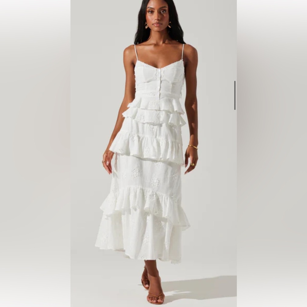 Astr White Ruffled Two Piece Set